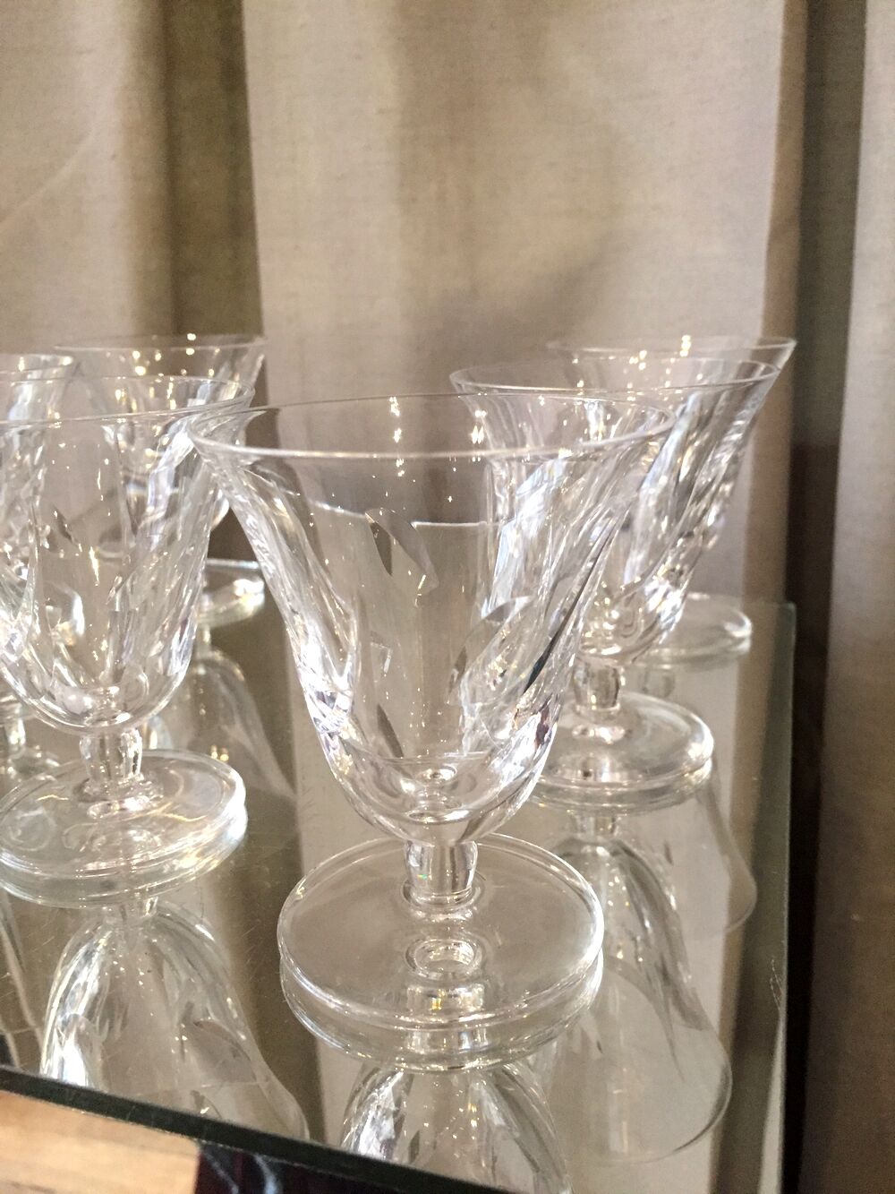 Suite of 7 glasses with cooked wine or port crystal st louis model jersey