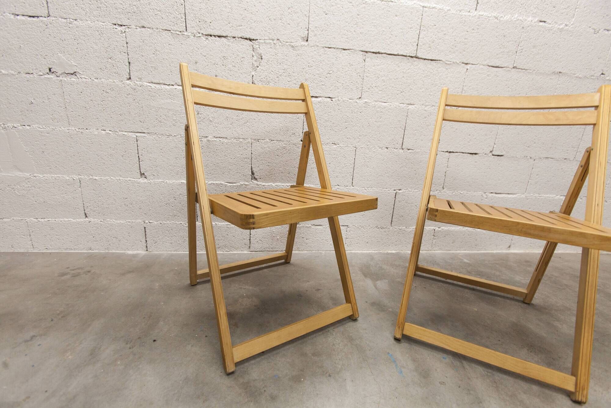 Paire de chaises pliantes Ikea 1970 couleur miel