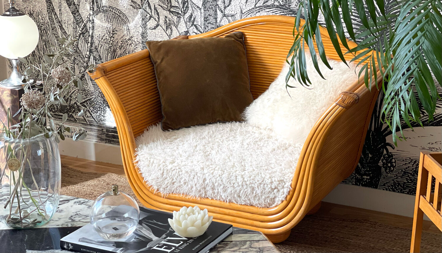 Maugrion armchair in rattan