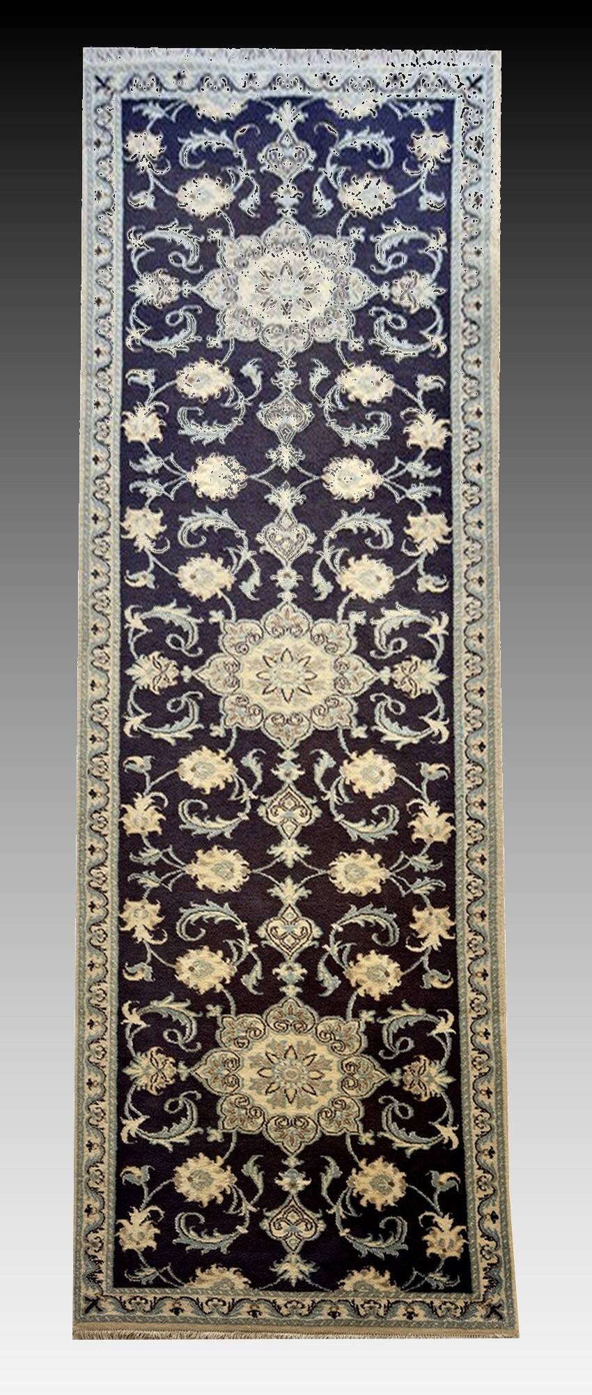 Oriental Rug Iran Nain Wool and Silk: 0.77 X 2.94 Meters