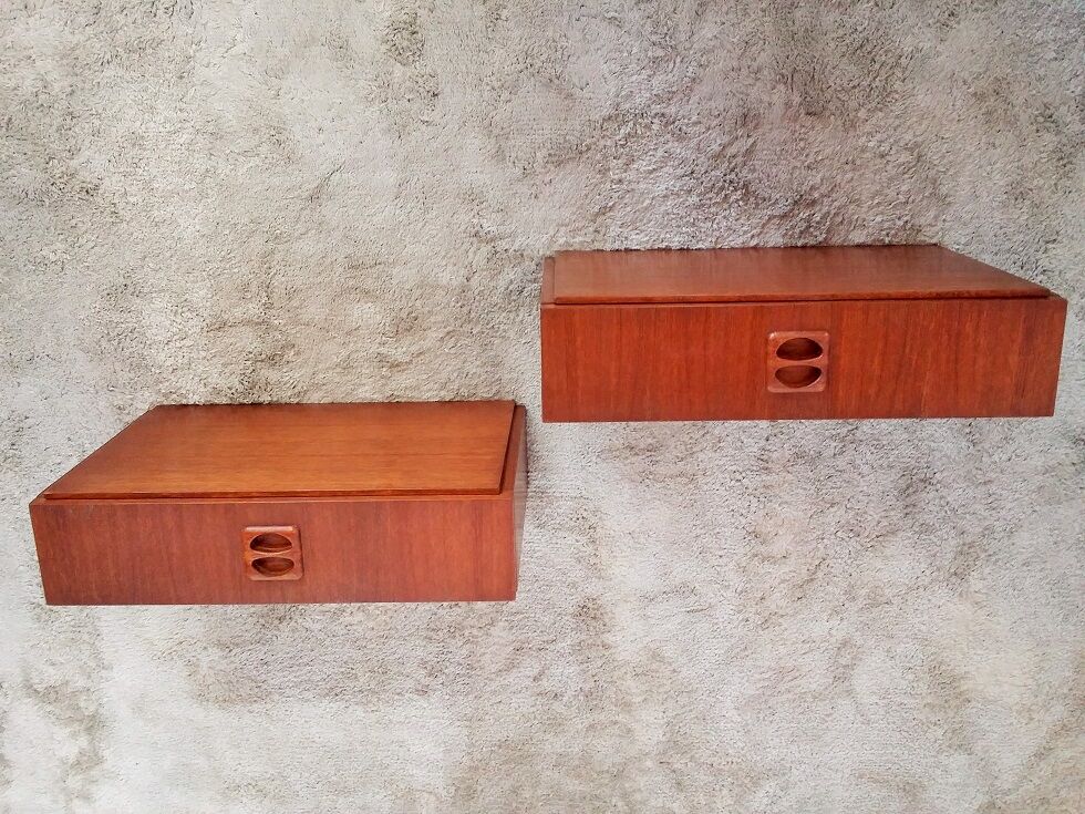 Pair of nightstands wall scandinavian teak