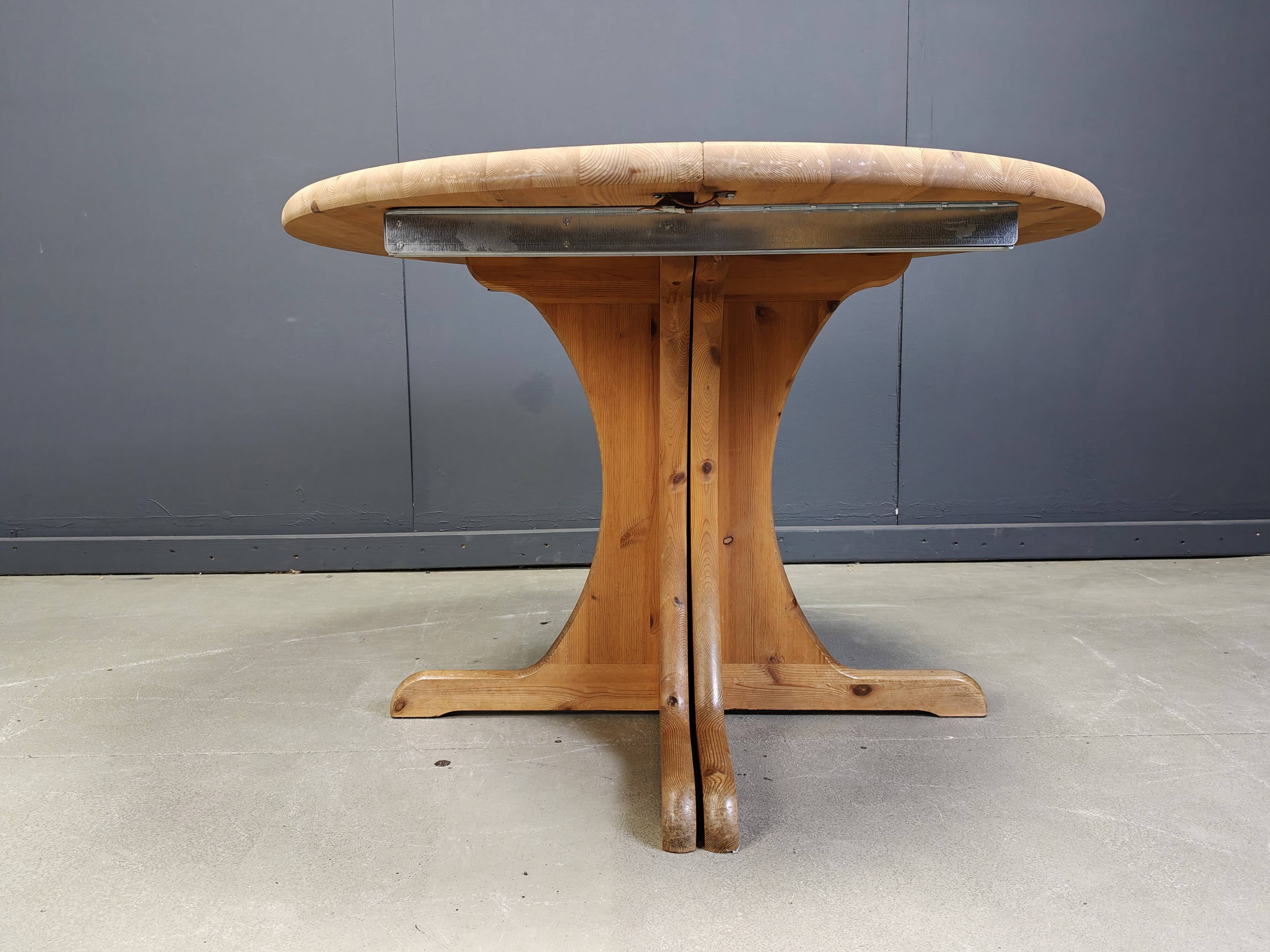 Table de salle à manger extensible XL en pin, style Rainer Daumiller, années 1970