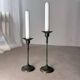 Set of two green bronze Italian candlesticks from the 1980s.