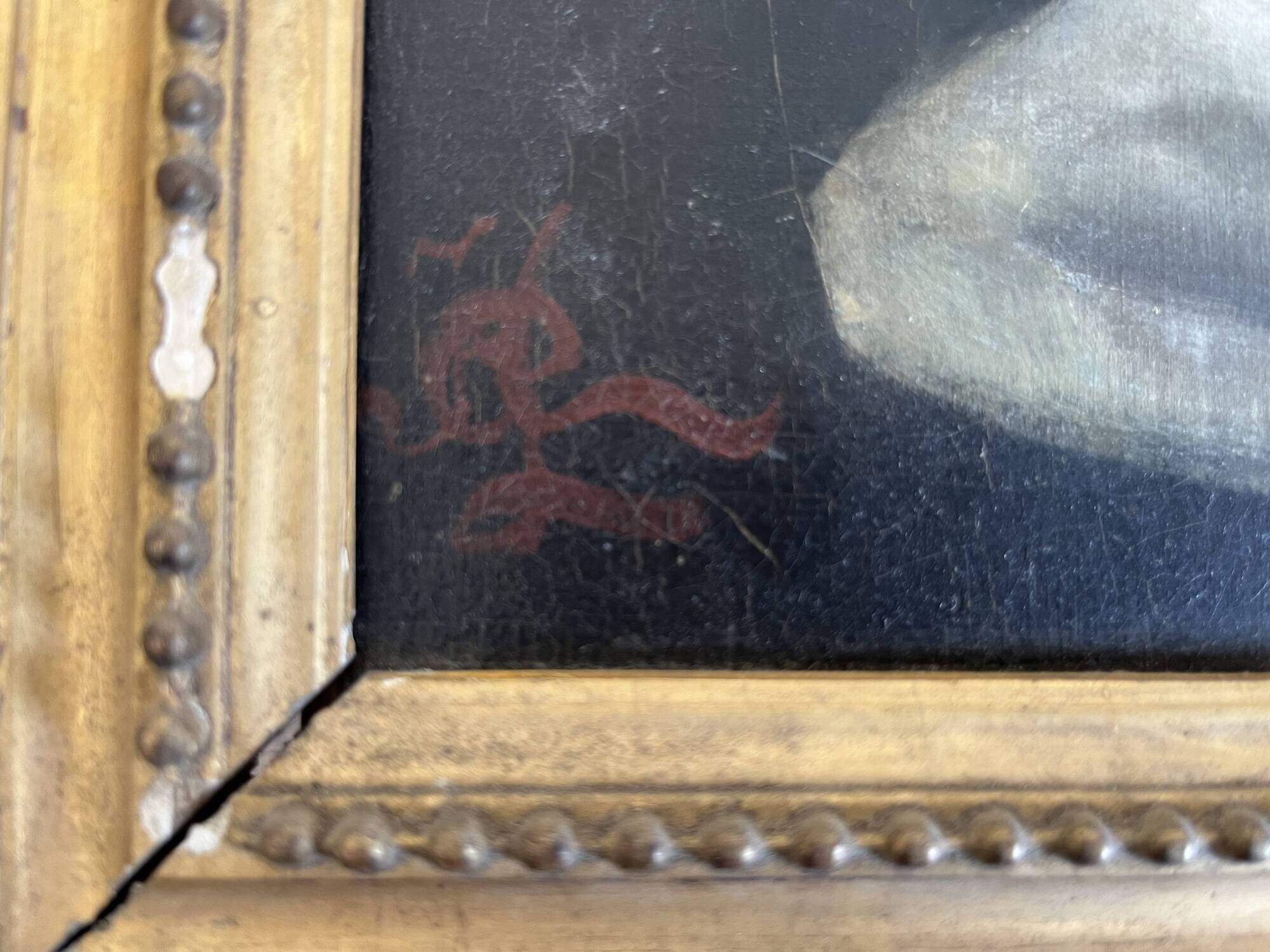 Study of a young girl in plaster, oil on canvas, 19th century, gilded frame.