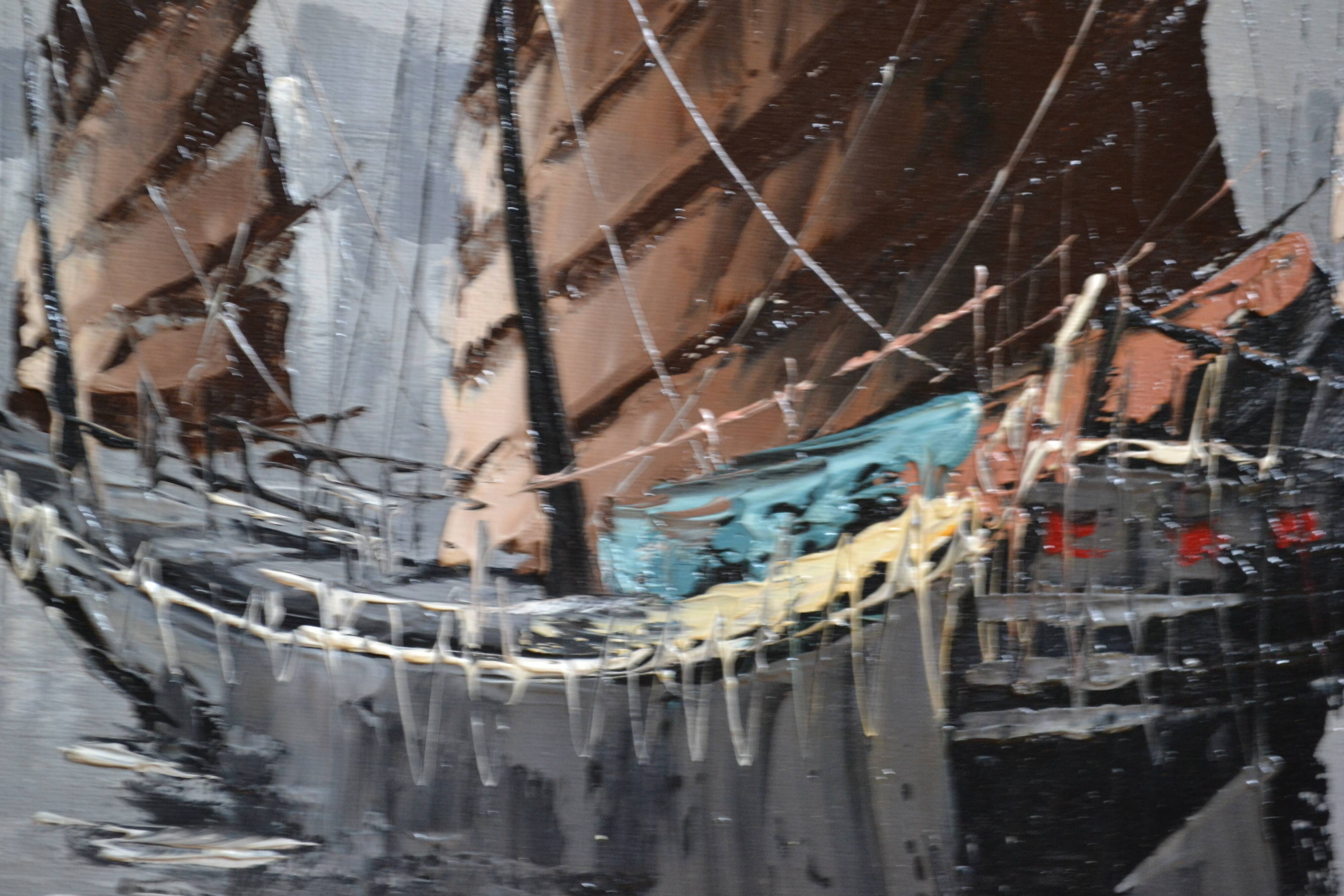 marine painting sailboats seaside in Asia HSP signed