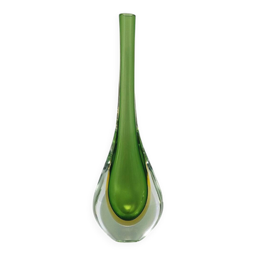 Vase vert et jaune signé Flavio Poli, années 1960