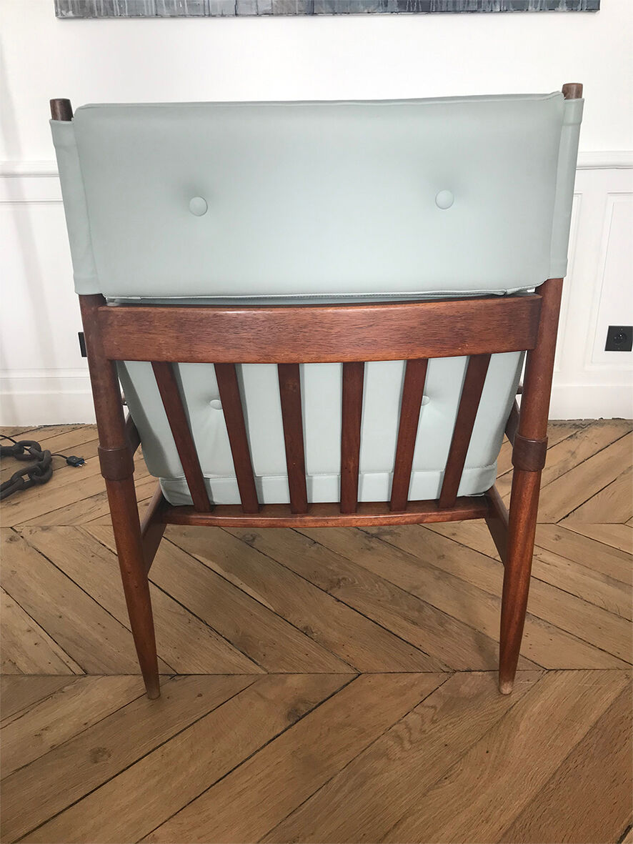 Walnut and leather living room set by beka 1960
