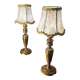 pair of Empire brass bedside lamps 34x14 electric working embroidered lampshade very beautiful
