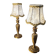pair of Empire brass bedside lamps 34x14 electric working embroidered lampshade very beautiful