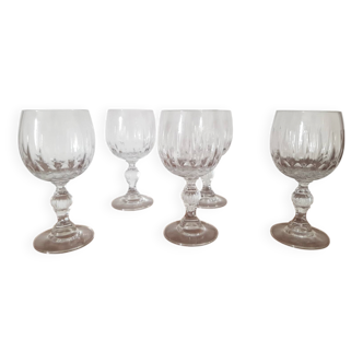 Set of 5 crystal stemmed glasses