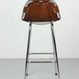 Tabouret de bar en cuir pour "Les Arc", 1960