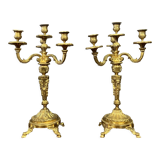 Pair of candlesticks from the Napoleon III period in gilded bronze circa 1850