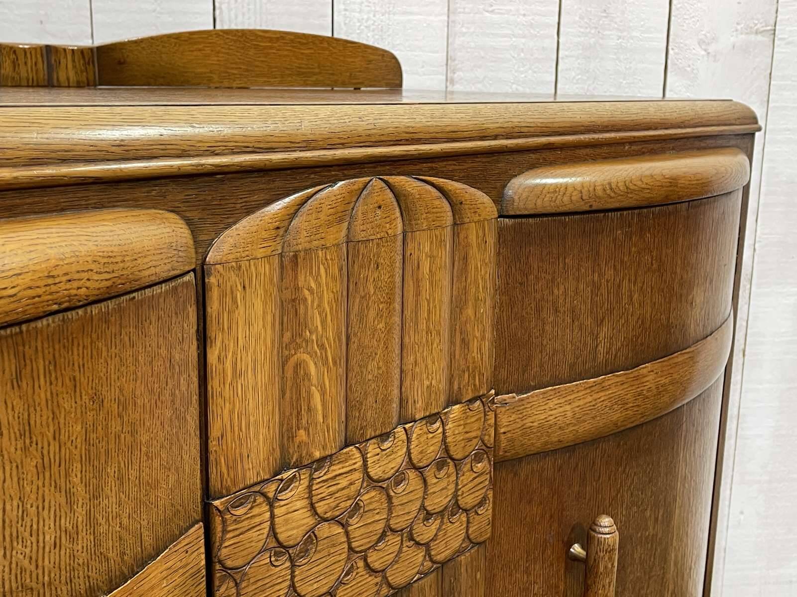 1950s English Art Deco oak sideboard