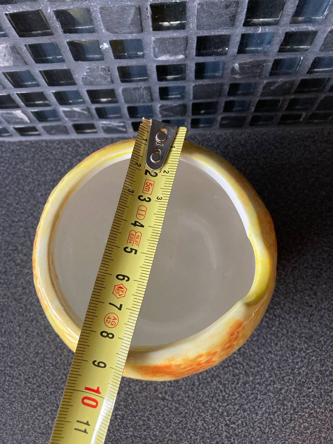 Orange slip sugar bowl