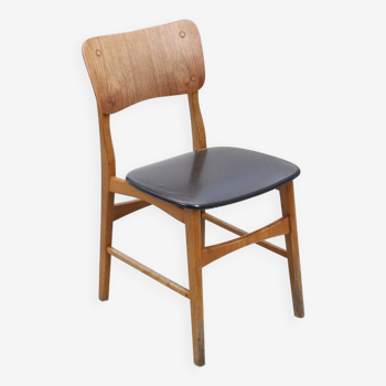 Kofod Larsen chair black faux leather for Boltinge Stolefabrik 1960 Denmark