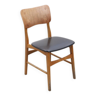 Kofod larsen chair in black leather for boltinge stolefabrik 1960 denmark