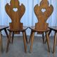 Set of 8 Farmhouse Tyrolean Chair with Heart Cutout Back / 1970s Vintage Di