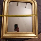Antique Louis Phillipe mirror gilded with imitation gold copper leaf