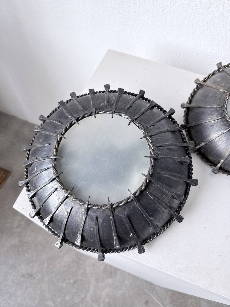 Brutalist "nail" wall sconces