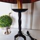 Grande Lampe de Table des années 60 en fer tourné et forgé avec un grand abat-jour vintage en velour