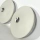 Stilux Milano, pair of round opaline glass ceiling lamps. 1960s