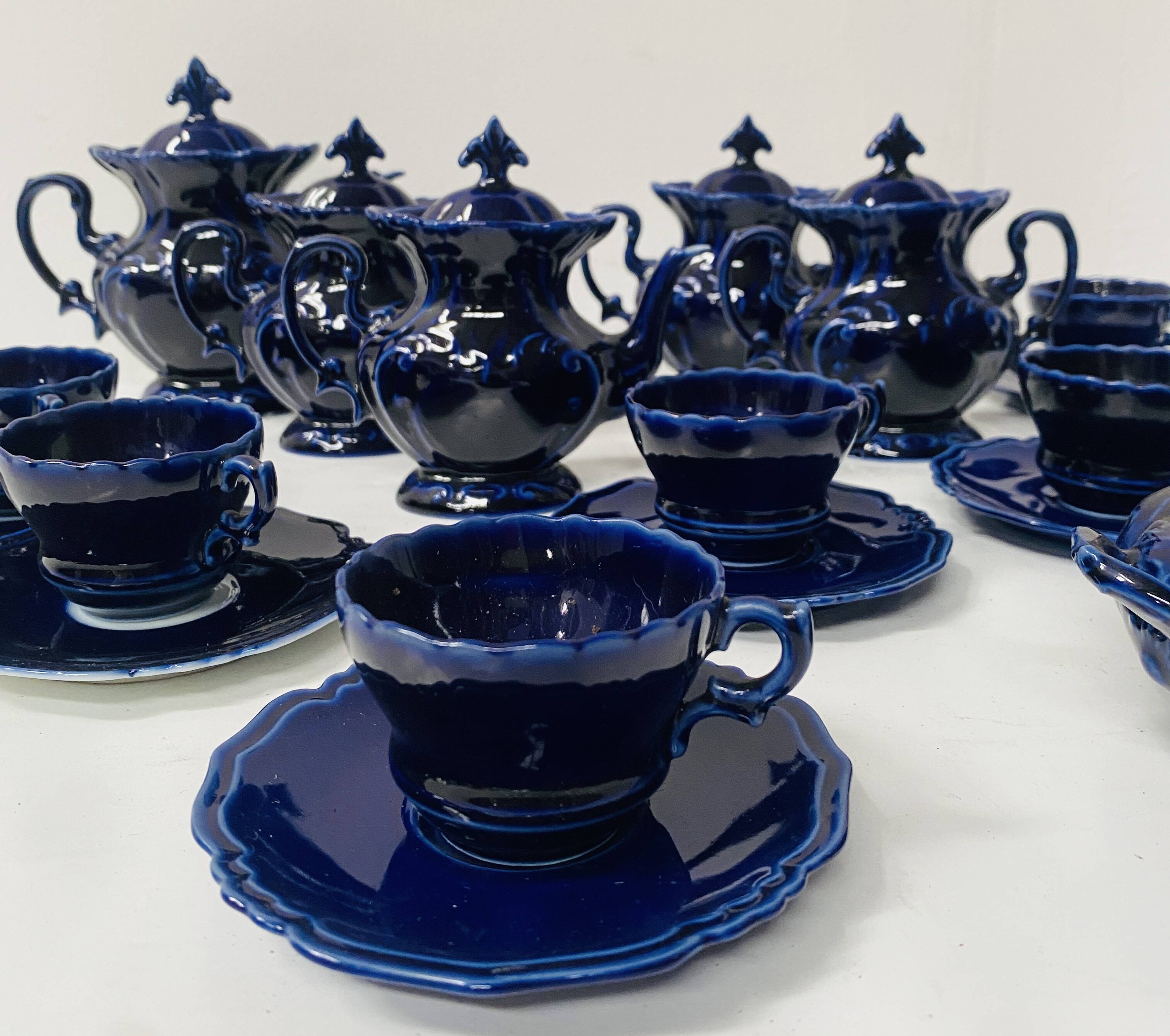 Art Deco tea and coffee service in polychrome earthenware, 20th century