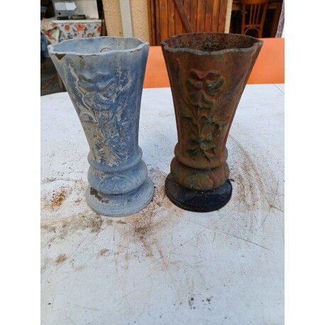 Pair of cast iron vases from 1900 from Charleville-Mézières