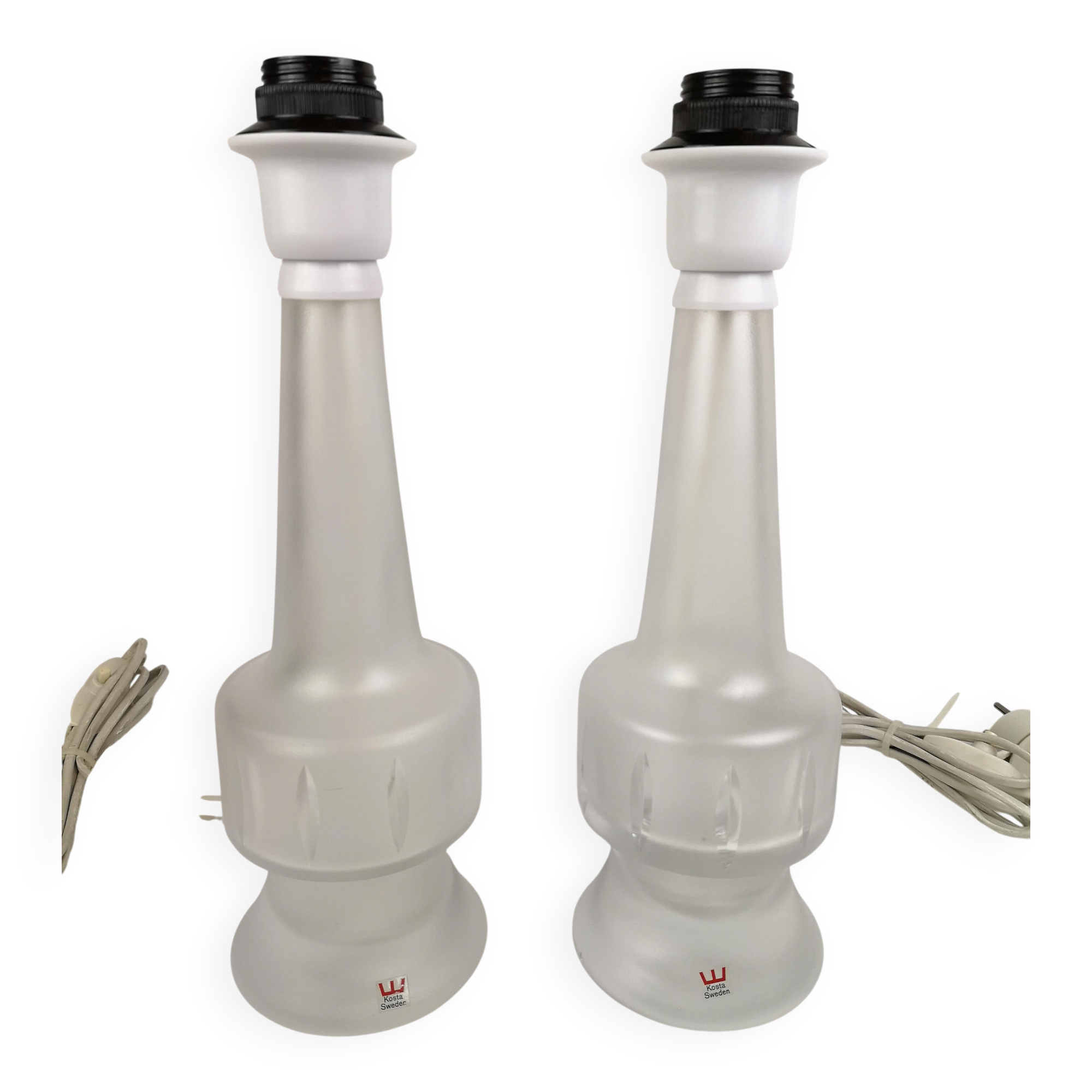 Pair of Kosta crystal table lamps, Sweden, 1960s