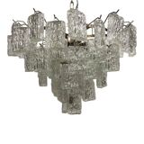 Italian "brick" transparent kromo metal frame murano glass chandelier
