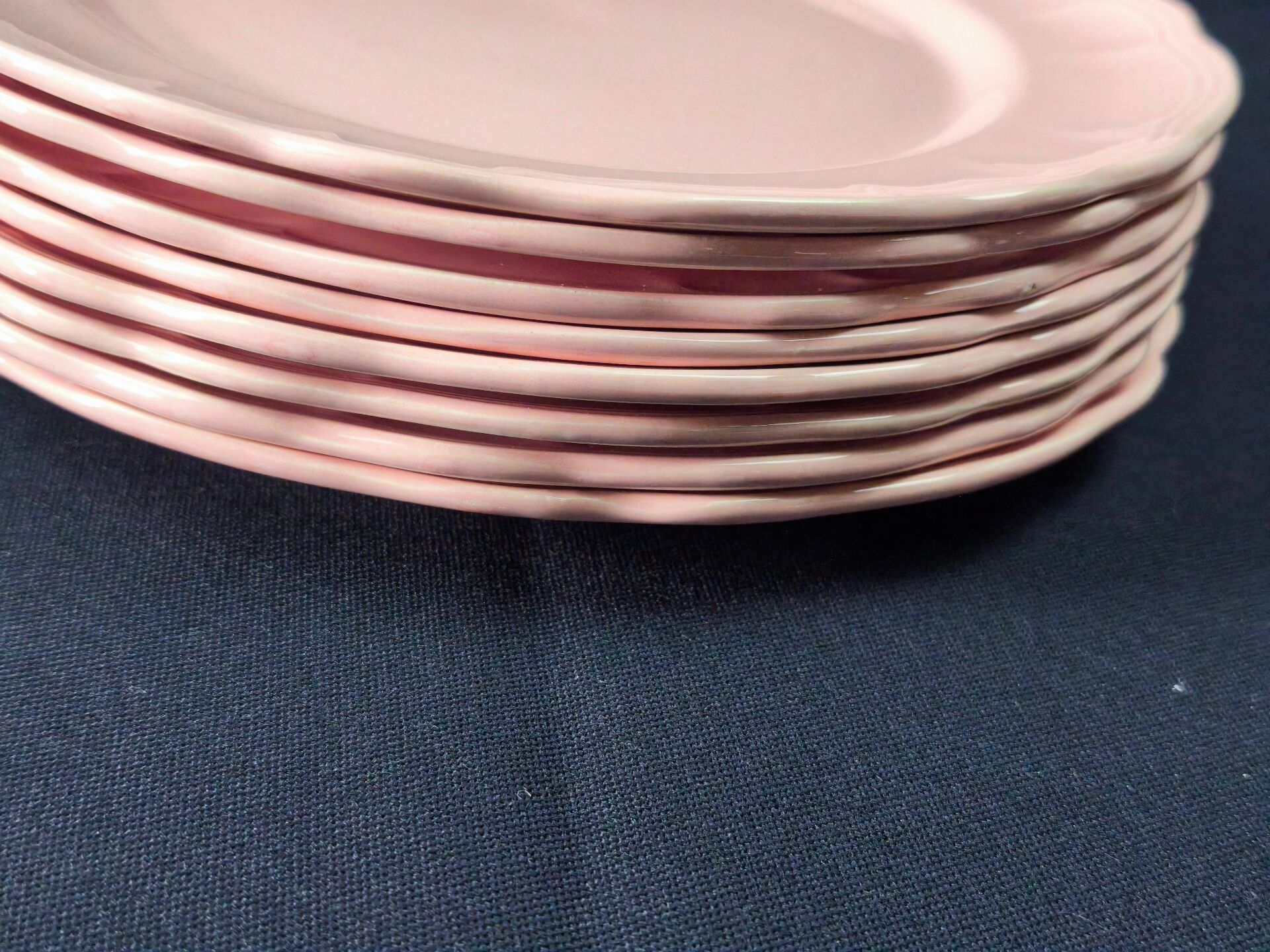8 vintage dessert plates Salins powder pink – Ø 21.6 cm