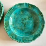 Set of 6 plates in glazed earth with godrons 1960