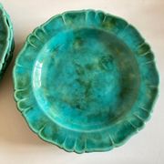 Set de 6 assiettes en terre vernissée à godrons 1960