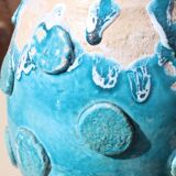 Vase / Cache Pot en Tamegroute bleu Turquoise Émaillé wabi-Sabi