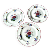 3 Pyroblan Sarreguemines porcelain dinner plates Agreste model