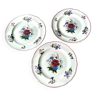 3 Assiettes plates en porcelaine Pyroblan Sarreguemines Modèle Agreste