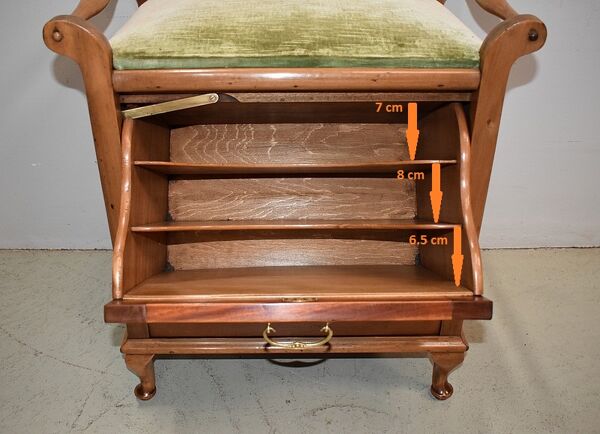 Tabouret porte-revue anglais en acajou blond 1900/1920