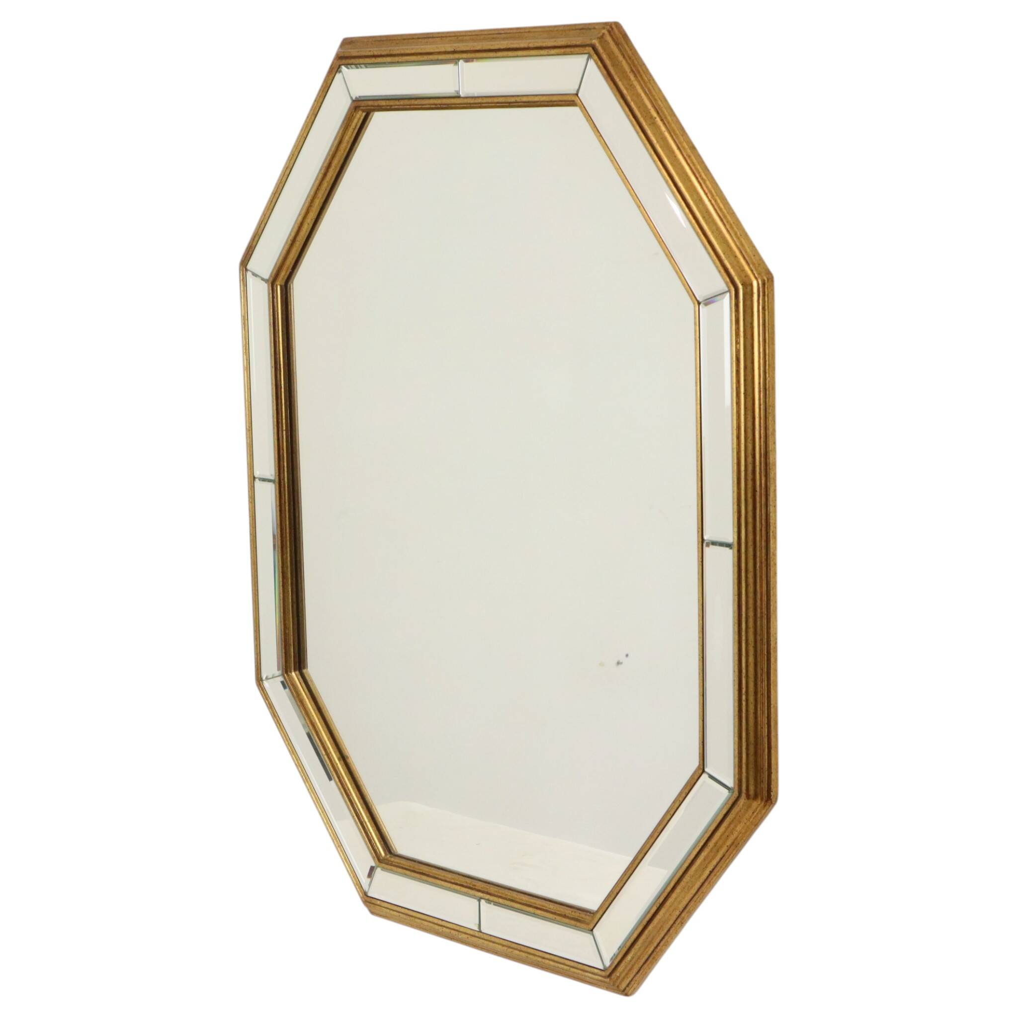 Grand miroir octogonal Deknudt, style Hollywood Regency