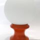 Table or bedside lamp orange wood and opaline vintage 70's hustadt