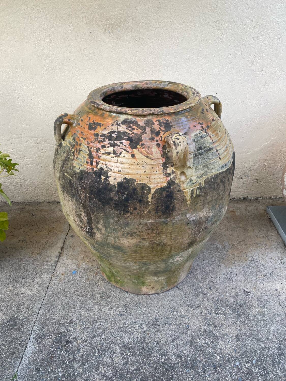 Grande jarre ancienne provençale en terre cuite vernissée XIXeme