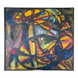 Jean-louis ruythoorens 'sun and calabashes' lubumbashi 1972, abstract painting, oil on canvas