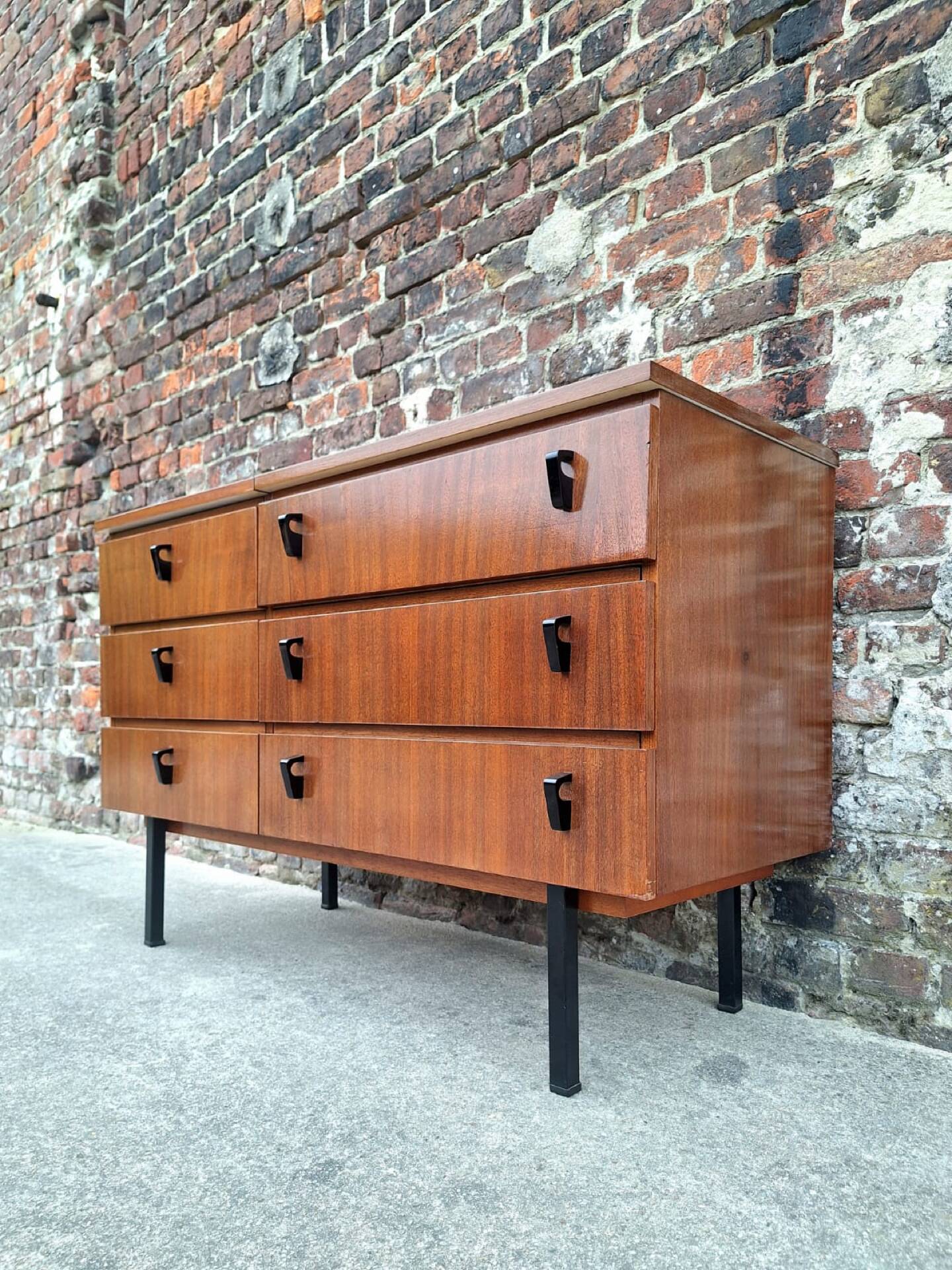 Vintage teak sideboard, large antique chest of drawers.