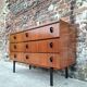 Vintage teak sideboard, large antique chest of drawers.