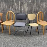 Set of 6 mismatched vintage chairs