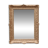 Miroir doré vintage en bois et stuc, décor rocaille – 72 × 54 cm