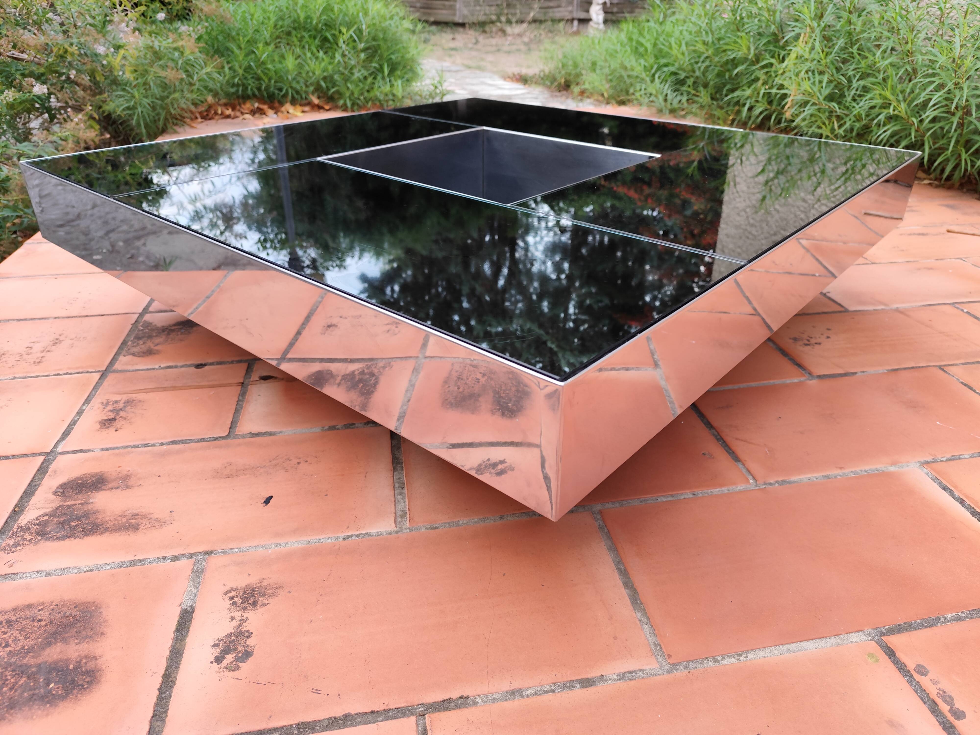 Shilling mirrored coffee table by Ausenda, Baldo Grossi & Gavioli