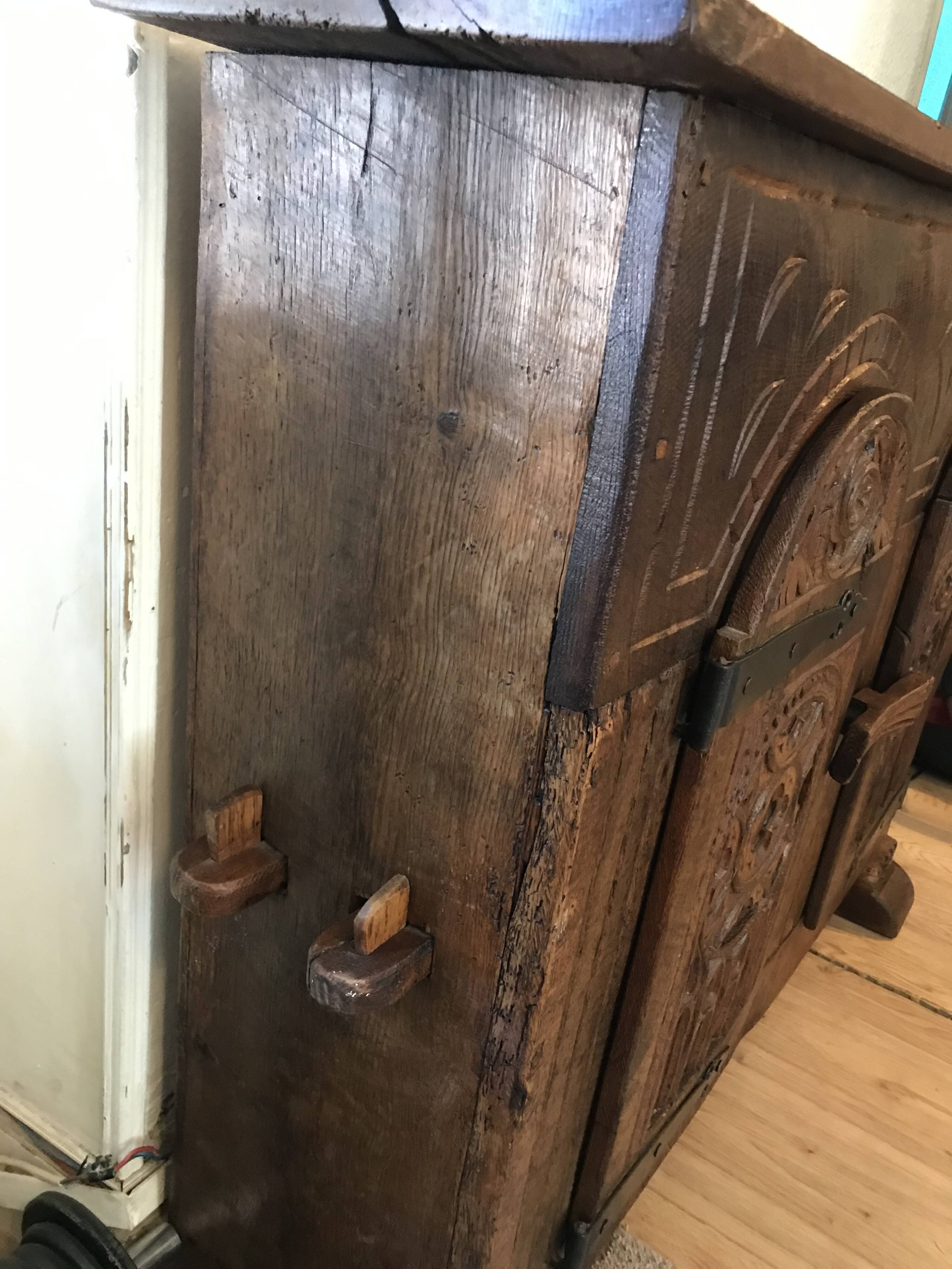 19th Century Neo-Gothic Sideboard / Chest in Solid Oak