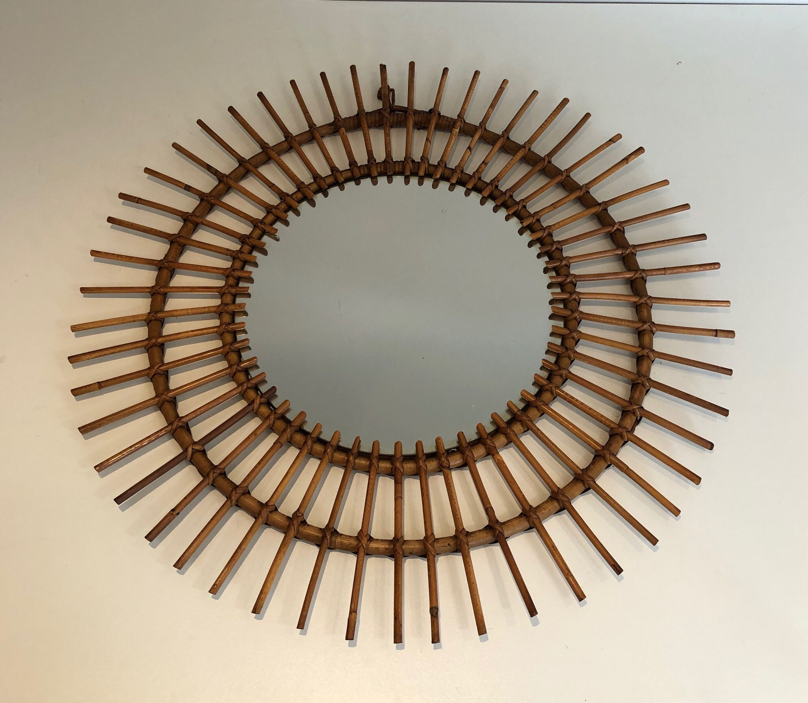 Small Rattan Mirror. French work. Around 1970