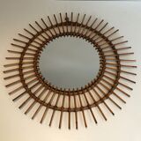 Small Rattan Mirror. French work. Around 1970