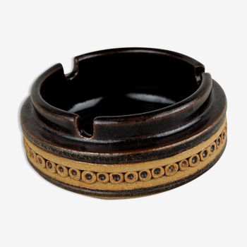 Elegant brown glaze desk ashtray - Jersey Pottery - XXth