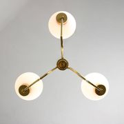 Mid-century Italian Brass and Opaline Chandelier